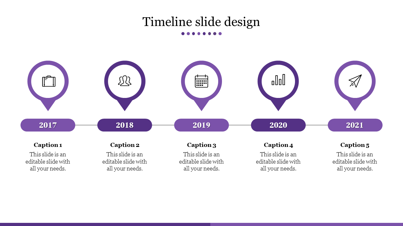Free - Attractive Timeline Slide Design In Purple Color Template
